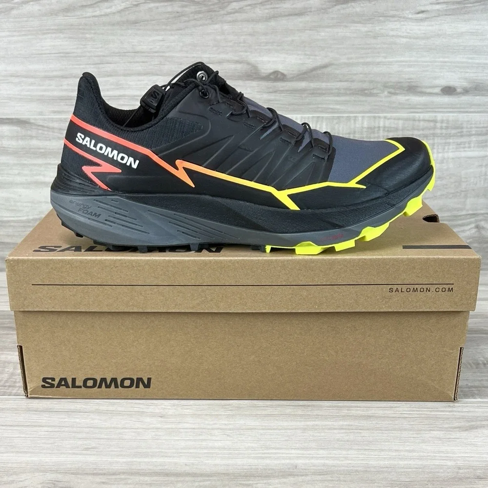 Salomon Thundercross Men's Sz 11.5 Trail Running Shoe Black Yellow Orange 472954 - Picture 1 of 10